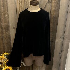 Anthropologie Amadi Black Chenille Bell Sleeve Sweater | Medium